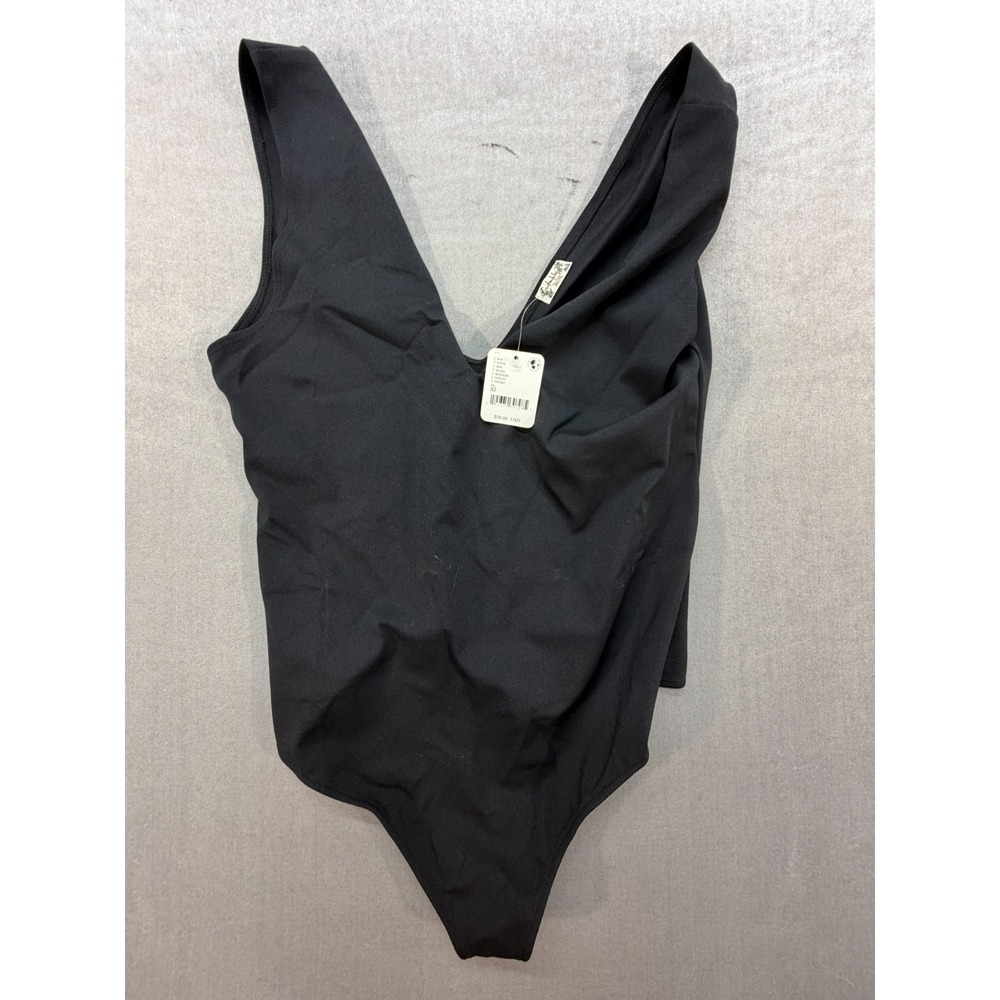Free People Keep It Sleek Women's Size XL Black Bodysuit NWT
